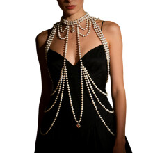 Collier lariat avec accents de cristal d'inspiration vintage,