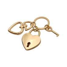 Porte-clés en forme de cœur-Pendentif clé à boucle Love doré