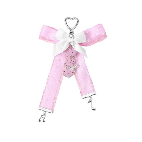 Porte-clés en Polyester doux, joli nœud papillon étoile,-Rose