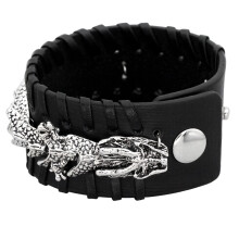 Norseman-Themen-Lederarmband für Männer, Armreif mit-Schwarz