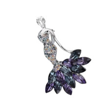 Beautiful Merman Shape Rhinestones Brooch For Women-Purple