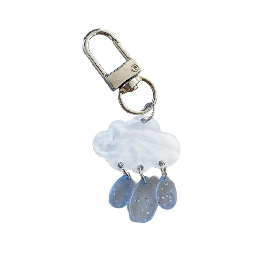 Lovely Cosmic Cloud Raindrop Charm Keychain Set For Handbag-B