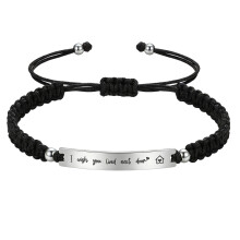 Flat Knot Cord Bracelet For Friend Adjustable Graduation-Black