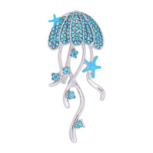 Delicate Handcrafted Rhinestones Jellyfish Pin Zinc Alloy-Blue