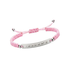 Elastic Nylon Wristband With Stainless Steel Charm Perfect-Pink