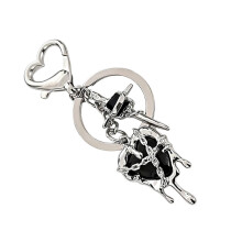 Elegant Alloy Heart Shaped Crosses Keychain Cool Heart-Black