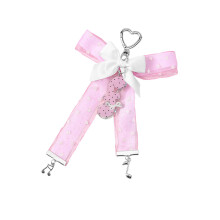 Elegant Star Bowknot Dot Music Styles Keychain Craft From-Pink