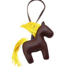Leren paardensleutelhanger gemaakt voor verbeterde-Donkerbruin.