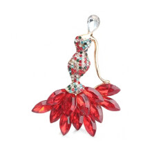 Elegant Merman Brooch With Sparkling Rhinestones Double Use-Red
