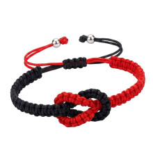 Stijlvolle tweekleurige handgemaakte touwarmband,-zwart rood