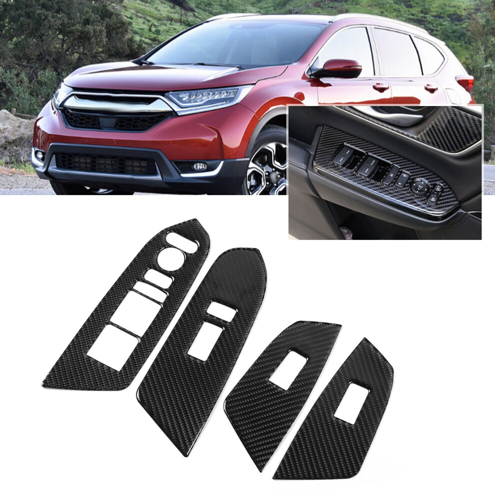 4Pcs Real Carbon Fibre Window Switch Trim For Crv 7340572699558