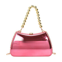 Contemporary Shoulder Bag with Chain Strap Evening Bag-Hot Pink