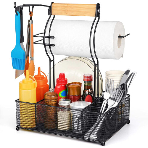 Ψησταριά Grill Caddy με θήκη για χαρτοπετσέτες και οργανωτή σκευών