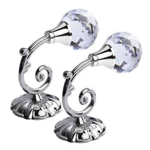 Phoenix Glas-Kristall-Gardinenhalter silber, 2er-Pack