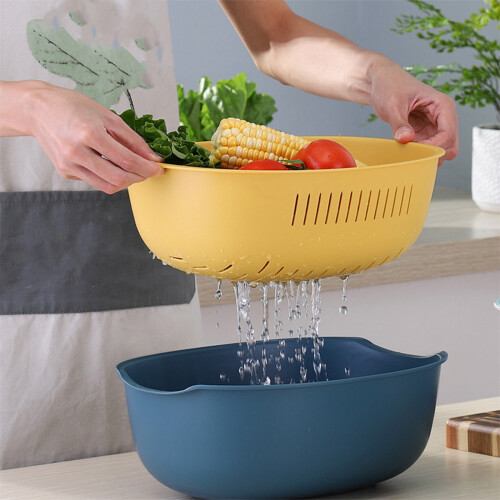 Vegetable and fruit washing basket plastic 2 pcs