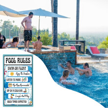 Schwimmbadregeln-Schild aus Aluminium für den Innen- und Außenbereich