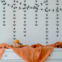 Halloween wreath and garland set black bats spider 3 pcs