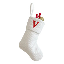 Weihnachtsstrumpf mit gesticktem Buchstaben, gestrickt, 1 Stück
