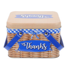 Caixa de biscoitos de folha de flandres azul com alça (1 peça)