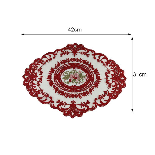 Ensemble de 2 sets de table et dessous de verre en dentelle brodée 1