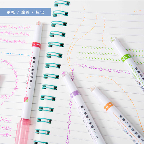 Fluorescent 6-Line Linear Marker Pen Set