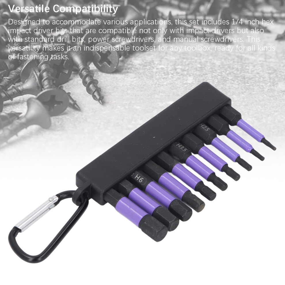 10-Piece Hex Shank Screwdriver Bit Set 50mm