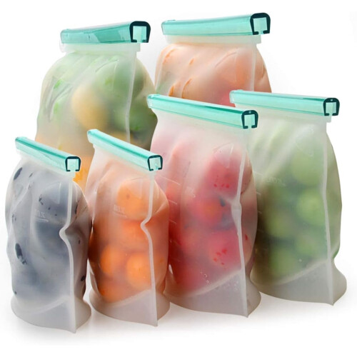 Sacs alimentaires en silicone extra épais, lot de 6