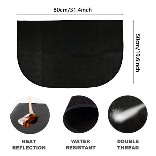 Half Round Fireplace Mat Fireproof Black 20 x 31 Inch 1