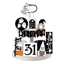 Halloween-tarjotinkoristesetti, puinen, 9 kpl