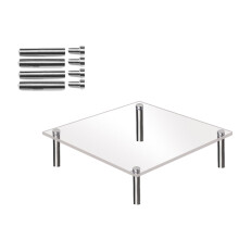 Suporte de acrílico para bolos com base quadrada de metal