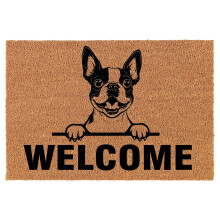 Velkomstdørmåtte af kokosnød med Boston Terrier-design 24x