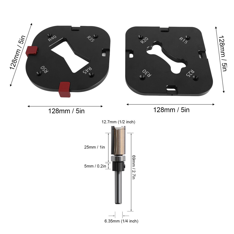Compact 4 in 1 Aluminium Radius Templates Set 8