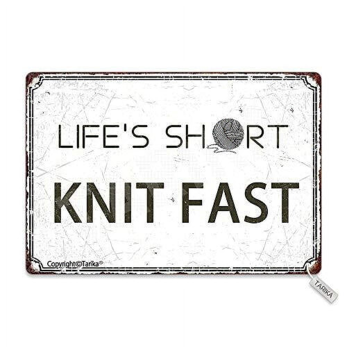 Μεταλλική αφίσα Life Is Short Knit Fast Retro Mirror 8x12 εκ.