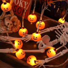 Halloweenske tekvicové reťazové svetielka oranžové 3 metre