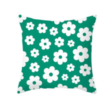 Kussensloop van katoen en linnen met groene print, 45x45 cm