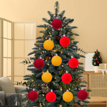 Velvet Flocked Christmas Ornaments 2.36 Inch 12 Pack