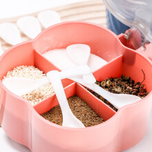 Conjunto de Potes para Temperos com 4 Compartimentos Selados para Armazenamento na Cozinha