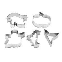 Mini-Ausstechformen-Set aus Metall, Halloween-Cartoon, silber, 5-teilig