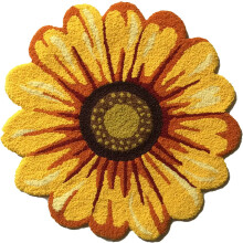 Sunflower Area Rug Yellow Floral 19.6x19.6 Inch