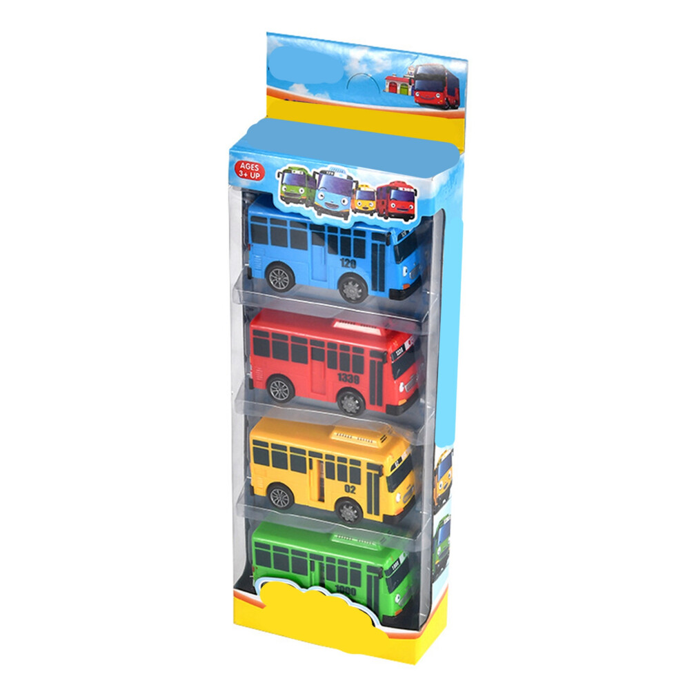 4 Multicolour Bus Pull Backs