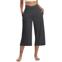 Women Soft High Waist Work Trousers Business Casual-Dark Grey L