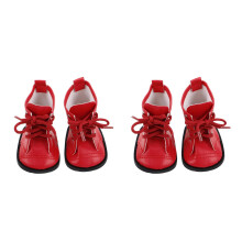 2Paare Rote PU Leder Puppenstiefel Für 18 Zoll Baby Puppen Outfit