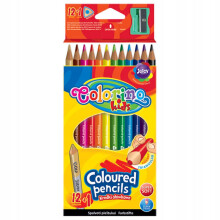 Colorino driehoekige kleurpotloden, 12 kleuren in een set met puntenslijper (1 stuk).