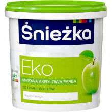 Pintura acrílica hipoalergénica blanca Śnieżka EKO para paredes y techos, 1 litro.