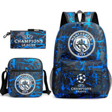 3PCS Set Man City Football Fan Backpack Unisex Teen Student School Shoulder Bag