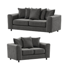 Plush Velvet 3+2 Seater Sofa Set Grey