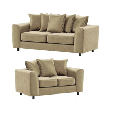 Plush Velvet 3+2 Seater Sofa Set Beige
