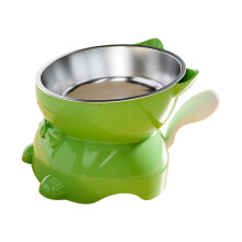 Pet Feeding Station With Stainless Steel Bowl Splash-Green