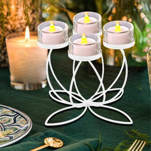 Candelabro da camino in metallo a 4 supporti