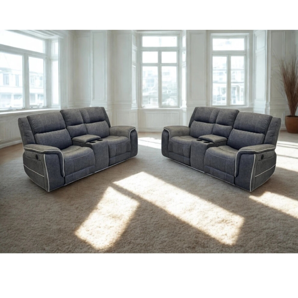 Furniture 786 Hanah Fabric Electric Recliner 3+2 Seater Set Grey